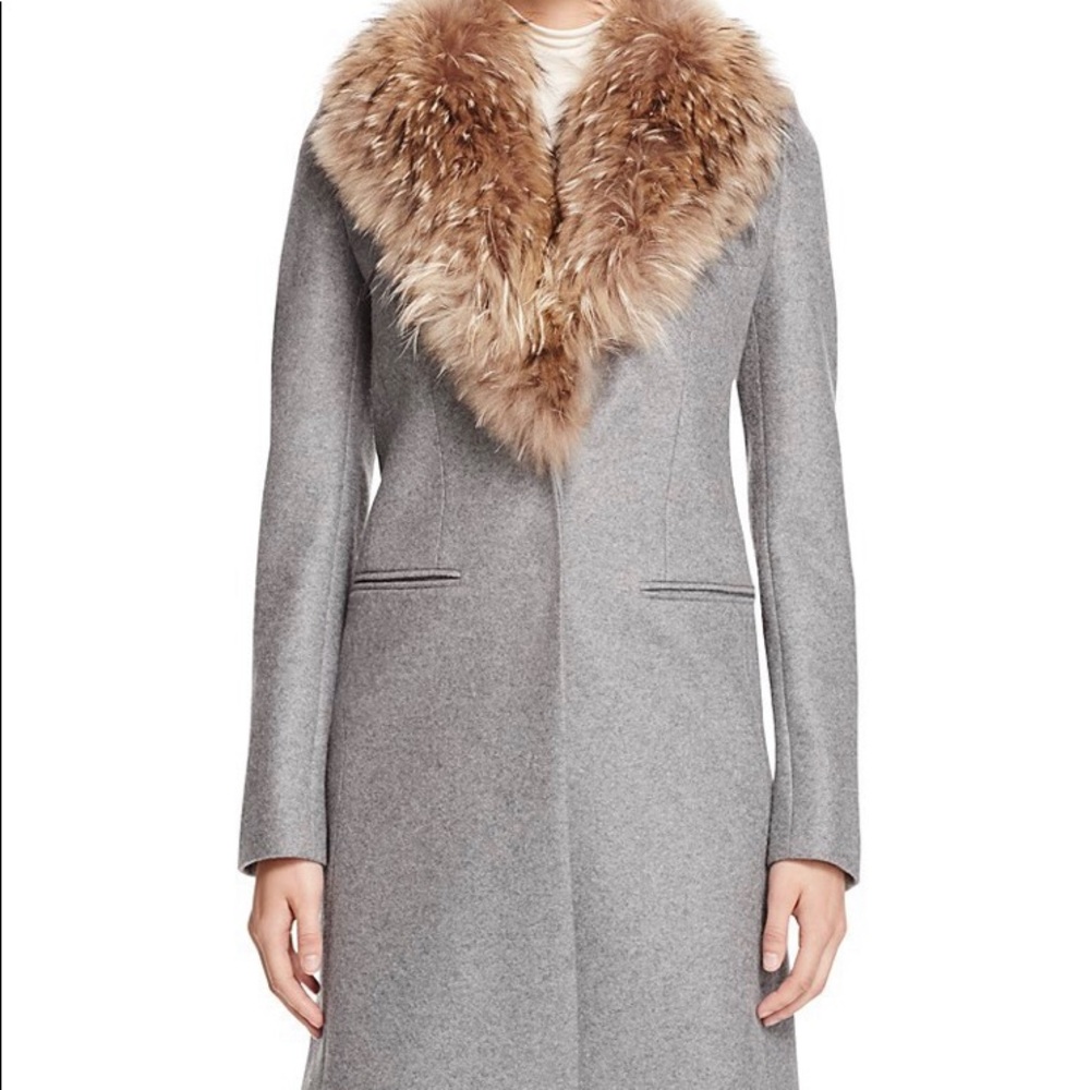 SAM NEW YORK CROSBY WOOL COAT WITH REAL FUR.